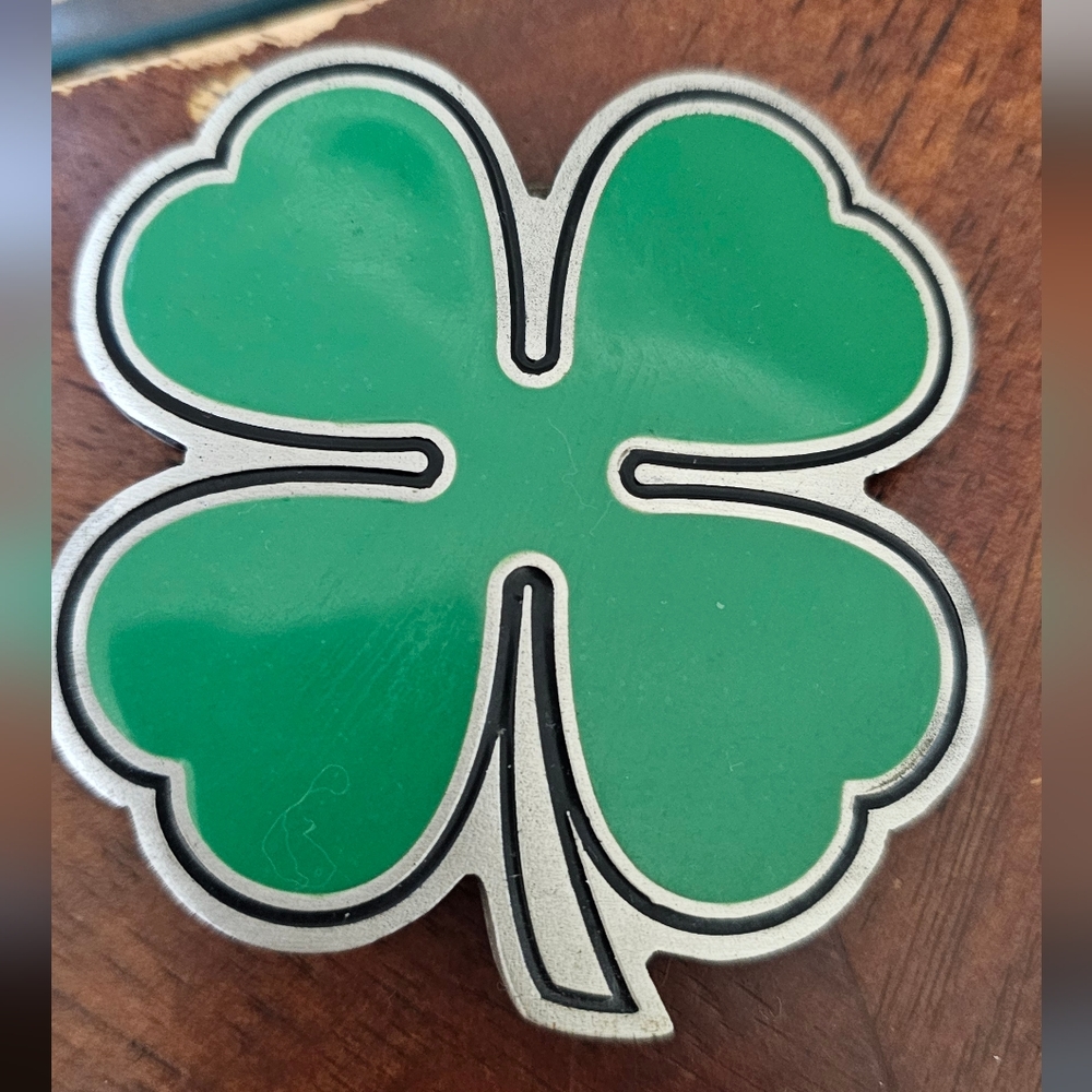 Green Clover Metal Belt Buckle